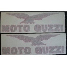 Autocollant Réservoir Moto Guzzi +Aigle Rouge et Or  La paire