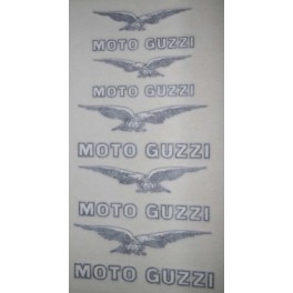 Planche 5 Autocollants Moto Guzzi + Aigle  Blanc