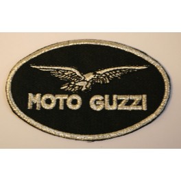 Badge Tissu Ovale Noir GM Ecriture Argent