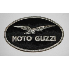 Badge Tissu Ovale Noir Ecriture Argent 15 x 9