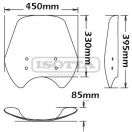 Pare brise Bas V7 III Stone  transparent bas avec supports