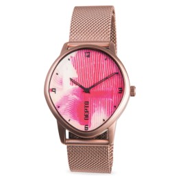 Montre Nepto Numéro 1 Pink Brush - Bracelet Mesh Metal Or Rose