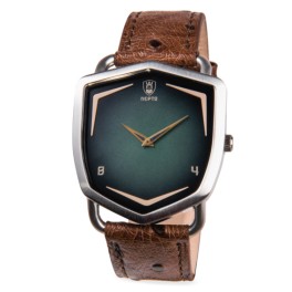 Montre Nepto Shield Green Spectra - Bracelet cuir autruche