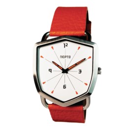 Montre NEPTO Shield White Reverso - Bracelet Cuir St Alce Orange