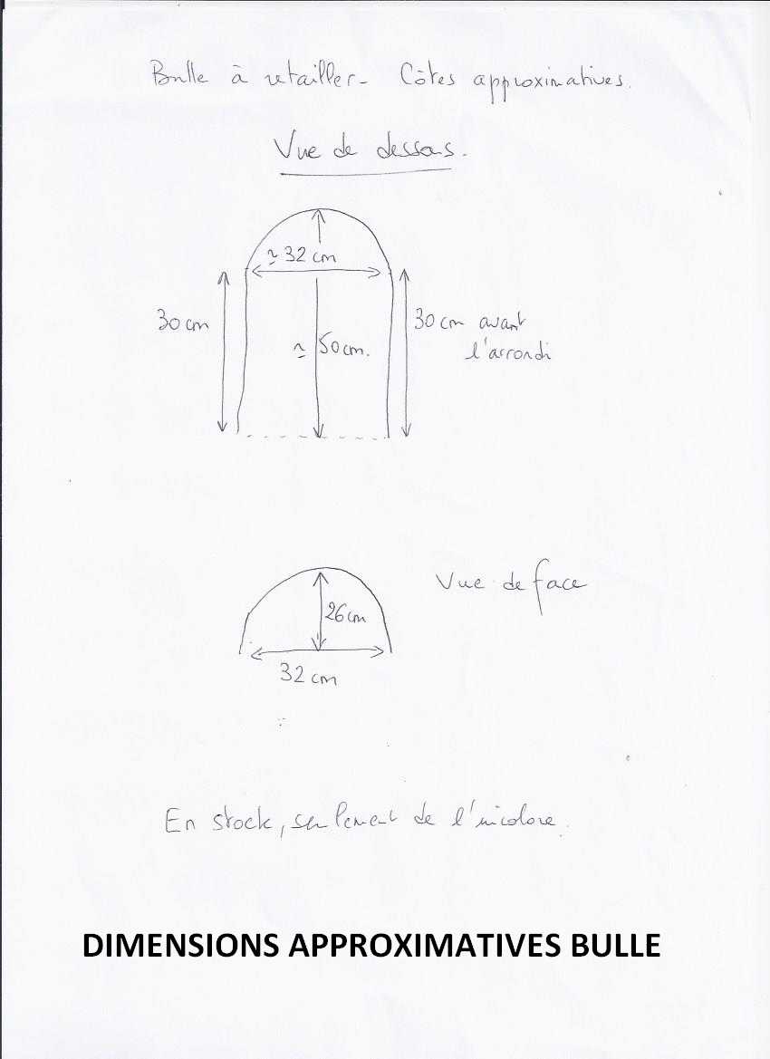 Bulle carénage à retailler. Dimensions.